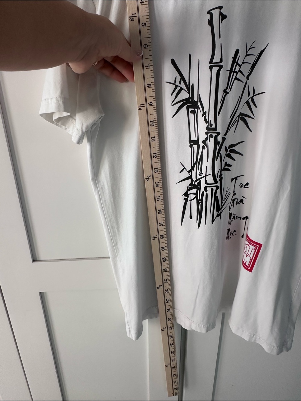 KOYO White Bamboo Graphic Short Sleeve Tee with Red Patch - Picture 5 of 6